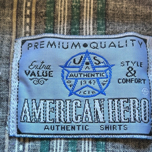 American Hero vertical stripe button-down shirt, size L - Picture 6 of 8